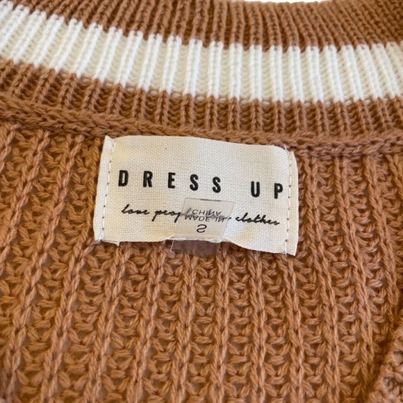 DRESS UP Womens V‎ Neck Sweater Brown/Cream Size S - Picture 5 of 6